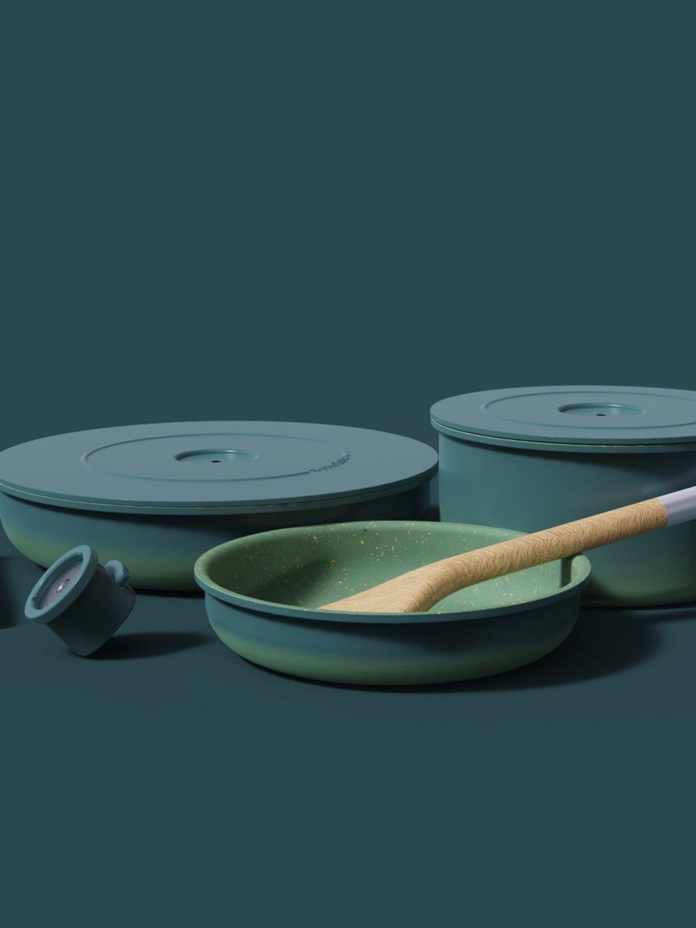 ByTheTable modular cookware. Sealed box. Green/blue ceramic cookware set
